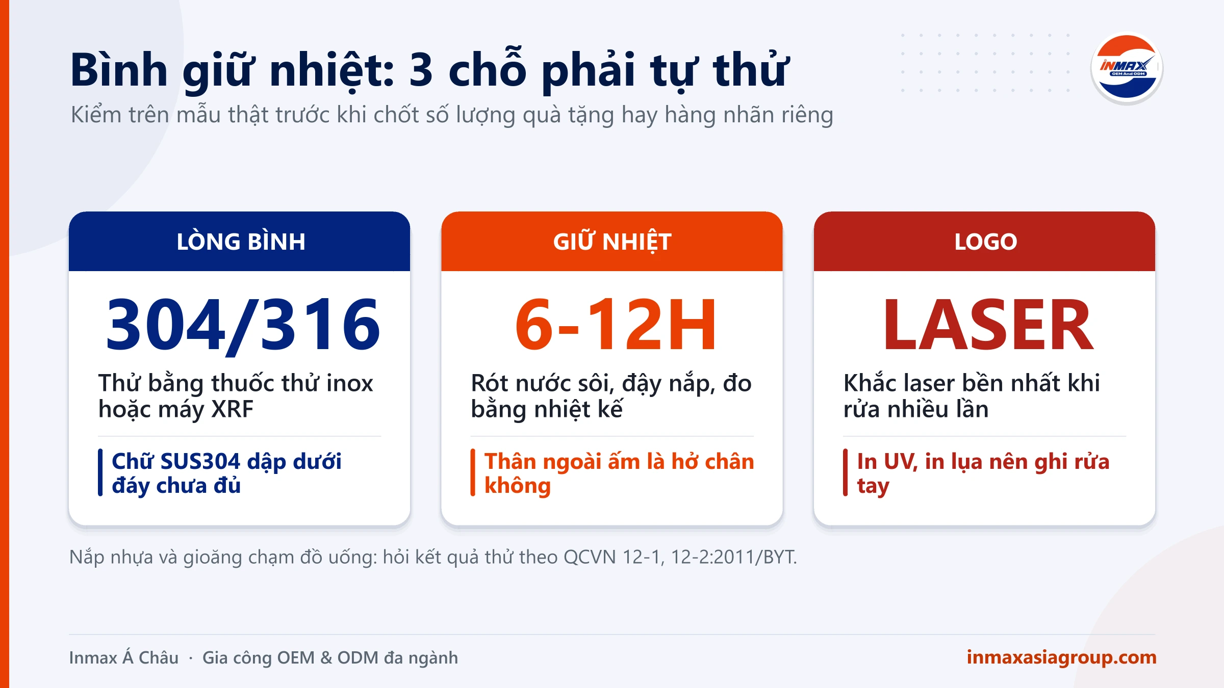 Bình giữ nhiệt in logo: kiểm lòng inox, thử giữ nhiệt và chọn cách lên logo