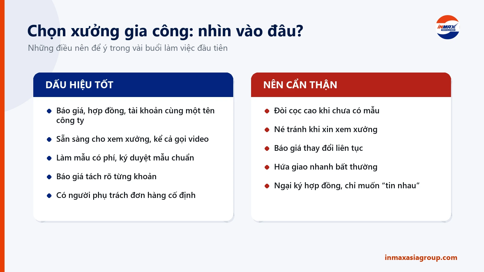 Cách chọn xưởng gia công: dấu hiệu tốt và dấu hiệu nên cẩn thận