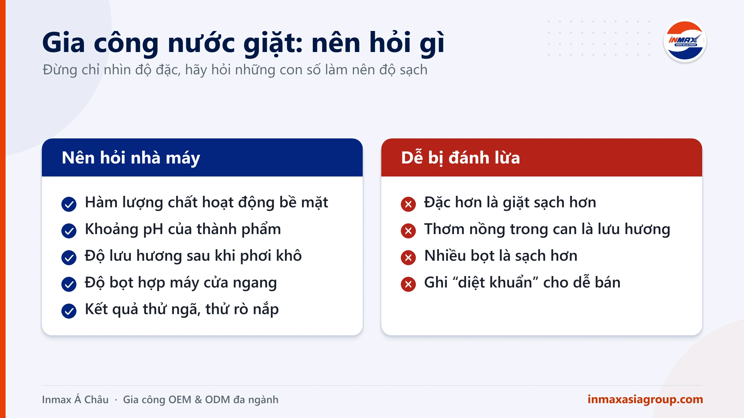 Gia công nước giặt: các chỉ tiêu nên hỏi nhà máy và những điều dễ bị đánh lừa
